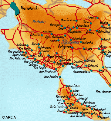 Map of Western Chalkidiki